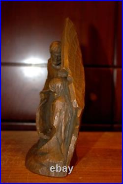 Antique 7.4 Hand Carved Wood Christmas Nativity Set Scene Holy Family Figure