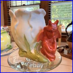 Antique Bisque Devil Fairing Match Holder Victorian 1800's Halloween Rare German