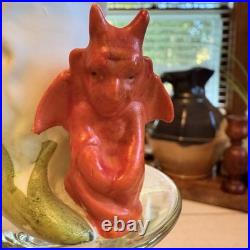 Antique Bisque Devil Fairing Match Holder Victorian 1800's Halloween Rare German