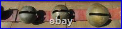 Antique Christmas 15 Graduated Brass Horse Winter Sleigh Bells w Leather Strap