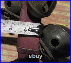 Antique Christmas 15 Graduated Brass Horse Winter Sleigh Bells w Leather Strap