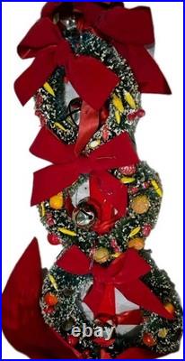 Antique May Co. 1 Christmas 3 Ring Wreath Fruit & Bows 1- Mini Wreath