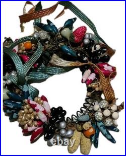 Antique May Co. 1 Christmas 3 Ring Wreath Fruit & Bows 1- Mini Wreath