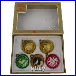 Antique Mercury Glass Diorama West Germany Glittered Tree Gold Ornaments Japan