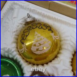Antique Mercury Glass Diorama West Germany Glittered Tree Gold Ornaments Japan