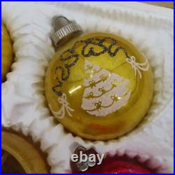 Antique Mercury Glass Diorama West Germany Glittered Tree Gold Ornaments Japan