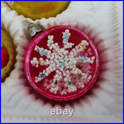 Antique Mercury Glass Diorama West Germany Glittered Tree Gold Ornaments Japan