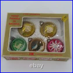 Antique Mercury Glass Diorama West Germany Glittered Tree Gold Ornaments Japan