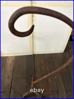 Antique Wrought Iron Ornament / Hanging Plant Stand 46.5 Tall Primitive Style