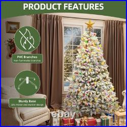 Arbol De Navidad 7.5 Pies Artificial Con Nieve y 550 Luces Integrada Remoto 2025