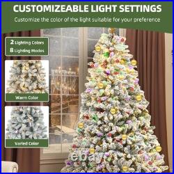 Arbol De Navidad 7.5 Pies Artificial Con Nieve y 550 Luces Integrada Remoto 2025
