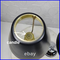 Art Deco Mechanical Candle Holders Pair Chrome Black Metal Shade Spring Loaded