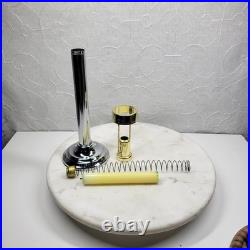 Art Deco Mechanical Candle Holders Pair Chrome Black Metal Shade Spring Loaded