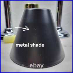 Art Deco Mechanical Candle Holders Pair Chrome Black Metal Shade Spring Loaded