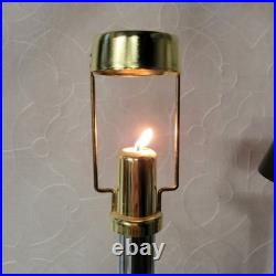 Art Deco Mechanical Candle Holders Pair Chrome Black Metal Shade Spring Loaded