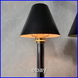 Art Deco Mechanical Candle Holders Pair Chrome Black Metal Shade Spring Loaded