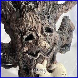 Art Made Vintage Halloween Ghost & Pumpkin In Tree Super Cool sculpture 13 RARE