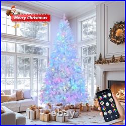 Artificial 8 FT Christmas Tree Pre-lit Colorful 500 Lights Holiday Season Xmas