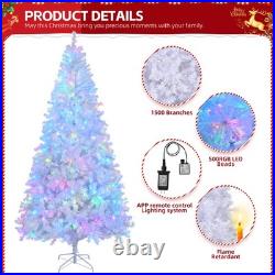 Artificial 8 FT Christmas Tree Pre-lit Colorful 500 Lights Holiday Season Xmas