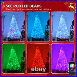 Artificial 8 FT Christmas Tree Pre-lit Colorful 500 Lights Holiday Season Xmas