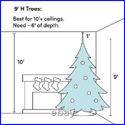 Artificial Christmas Tree 9 Ft Tall Green Fir with Stand 2514 Tips Lush Full