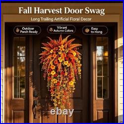 Artificial Fall Harvest Hanging Basket, Artificial Hanging Flowers for Outdoors