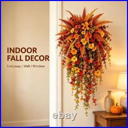 Artificial Fall Harvest Hanging Basket, Artificial Hanging Flowers for Outdoors Artificial Fall Harvest Hanging Basket, Artificial Hanging Flowers for Outdoors