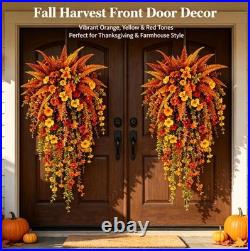 Artificial Fall Harvest Hanging Basket, Artificial Hanging Flowers for Outdoors