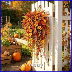 Artificial Fall Harvest Hanging Basket, Artificial Hanging Flowers for Outdoors