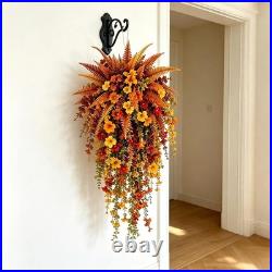 Artificial Fall Harvest Hanging Basket, Artificial Hanging Flowers for Outdoors