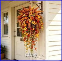 Artificial Fall Harvest Hanging Basket, Artificial Hanging Flowers for Outdoors