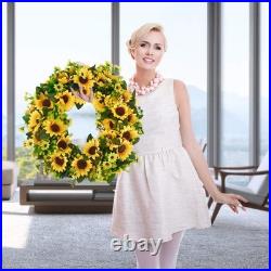 Artificial Sunflower Wreath 20 Inch Summer Fall Large Wreaths Springtime All