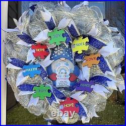 Autism Awareness Light Up Christmas Wreath Autism Wreath