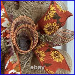 Autumn Burlap Wreath Handmade Deco Mesh