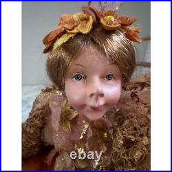 Autumn Harvest Fairy Shelf Sitter Dolls Orange Green Gold 14 Inch Set of 3