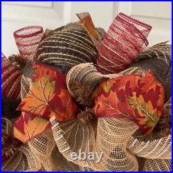 Autumn Leaves Welcome Deco Mesh Wreath Handmade Deco Mesh Autumn Leaves Welcome Deco Mesh Wreath Handmade Deco Mesh