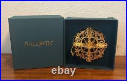 BALDWIN 24kt Gold over Brass Holiday Christmas Ornaments w Box Lot of 19