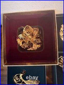 BALDWIN 24kt Gold over Brass Holiday Christmas Ornaments w Box Lot of 19