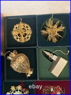 BALDWIN 24kt Gold over Brass Holiday Christmas Ornaments w Box Lot of 19