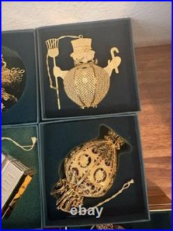 BALDWIN 24kt Gold over Brass Holiday Christmas Ornaments w Box Lot of 19