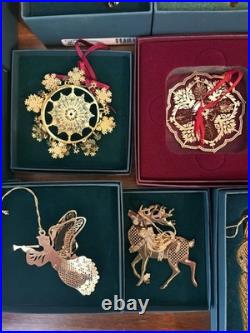 BALDWIN 24kt Gold over Brass Holiday Christmas Ornaments w Box Lot of 19