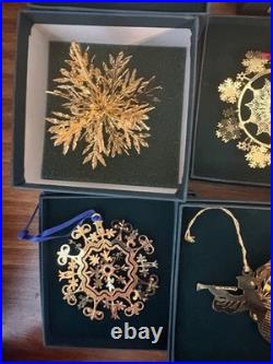 BALDWIN 24kt Gold over Brass Holiday Christmas Ornaments w Box Lot of 19