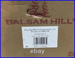 BALSAM HILL Burnished Metals ORNAMENTS SET Of 35 New Open Box Mixed Metallic