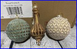 BALSAM HILL Burnished Metals ORNAMENTS SET Of 35 New Open Box Mixed Metallic