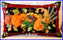 BIG 30 Autumn Thanksgiving cornucopia pillow Hand stitched felt New World Arts