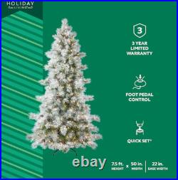 BIG SALE Holiday Living 7.5ft Flocked Snowy Berkshire Pre-Lit LED Tree