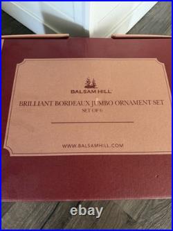 BRILLIANT BORDEAUX JUMBO ORNAMENT SET Of 6 Red And Gold Pre Owned Balsam Hill