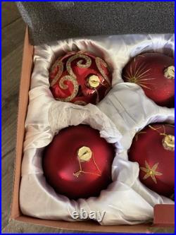 BRILLIANT BORDEAUX JUMBO ORNAMENT SET Of 6 Red And Gold Pre Owned Balsam Hill