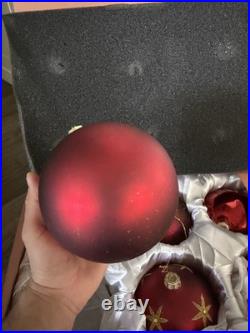 BRILLIANT BORDEAUX JUMBO ORNAMENT SET Of 6 Red And Gold Pre Owned Balsam Hill