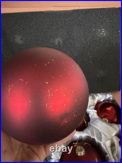 BRILLIANT BORDEAUX JUMBO ORNAMENT SET Of 6 Red And Gold Pre Owned Balsam Hill